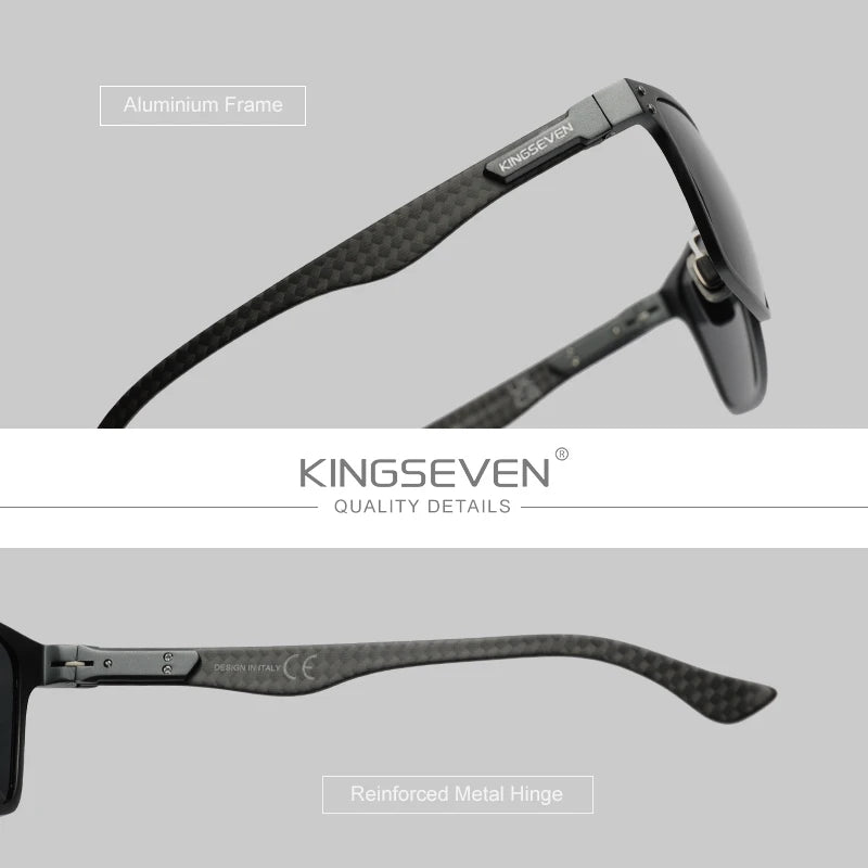 KINGSEVEN Nouvelles lunettes de soleil en aluminium pour hommes, rectangulaires, de luxe, polarisées UV400, pour la conduite, accessoire de sport, pour femmes