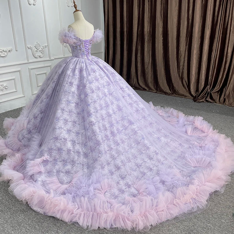 Exquisite Quinceañera Dresses Ball Gown Vestidos De 15 Años Purple Lace Sequined DY6545 Evening Party Dresses Bar Mitzvah