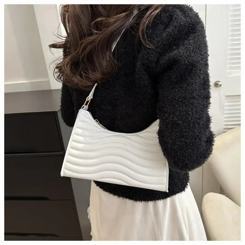 Texture Minimalist Underarm Bag Luxury Brand PU Leather Women Shoulder Bag Females Half Moon Clutch Bag Handbag Purses