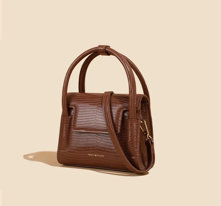 2023 nouveau sac en cuir pour femme imprimé lézard sac à main à bandoulière simple design de niche petit sac carré sac à bandoulière