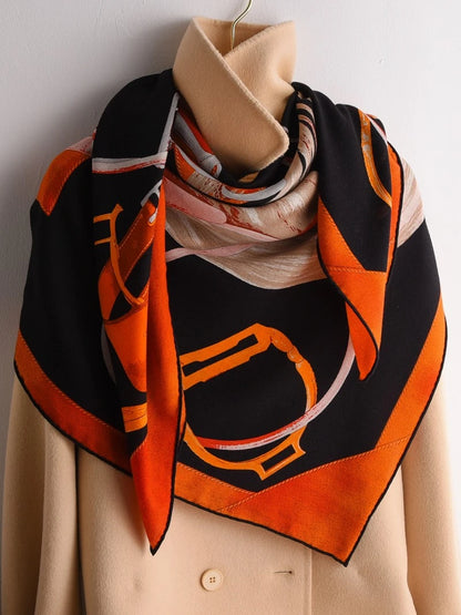 Projets Carres Wool Cashmere Scarf Silk 135 Designer Brand Pashmina Foulard Square Winter Shawls for Women Stole Cape