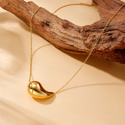 DIEYURO 316L Stainless Steel Golden Droplet Shape Necklace Bracelet Earrings Suit Women 2024 New Trend Non-fading Jewelry Set