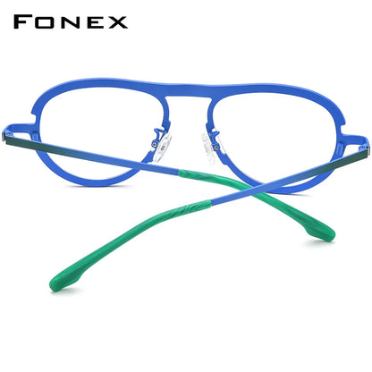 FONEX Pure Titanium Eyeglasses Men Fashion Retro Pilot Glasses 2024 New Women Eyewear F85800