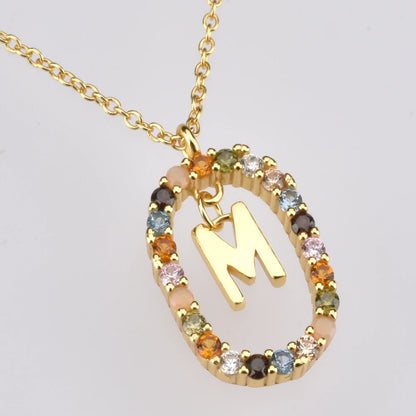 ANDYWEN 925 Sterling Silver Gold Letters A - Z  Initial M S C K Alphabet Pendente Long Chain Necklace Say My Name Fine Jewelry