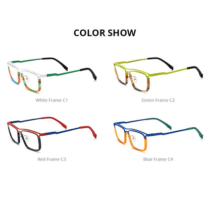 FONEX Acetate Titanium Eyeglasses Frame Men 2024 New Women Colorful Fashion Square Glasses Spectacles Eyewear F85799