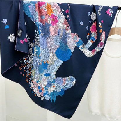 88×88cm 18MM 100% Silk Twill Scarf For Women Luxury Brand Double Sides With Different Design Square Size Shawls And Wraps Autumn