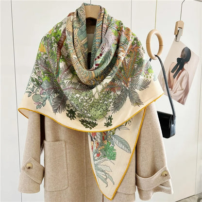 2 Sides Wool Blanket Scarf Shawl Echarpe 2023 Women Autumn Winter Warm Scarves Wraps Foulard 130*130cm