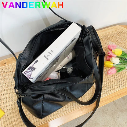 Large Black Shoulder crossbody Bags for Women 2024 Hobo Shopper Sac Solid Color Quality PU Leather Handbag Lady Travel Tote Bag