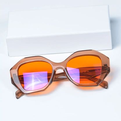 SHINU Acetate glasses women blue anti light glasses Red Orange 99% blocking blue light for gamging or long time working