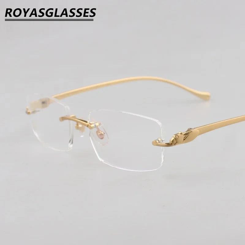 2024 Rimless 0061 Luxury brand glasses Ultra-light titanium frame classic frameless fashion eyewear Leopard head fashionistas