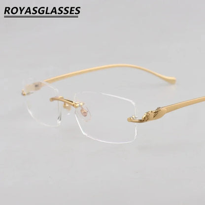 2024 Rimless 0061 Luxury brand glasses Ultra-light titanium frame classic frameless fashion eyewear Leopard head fashionistas