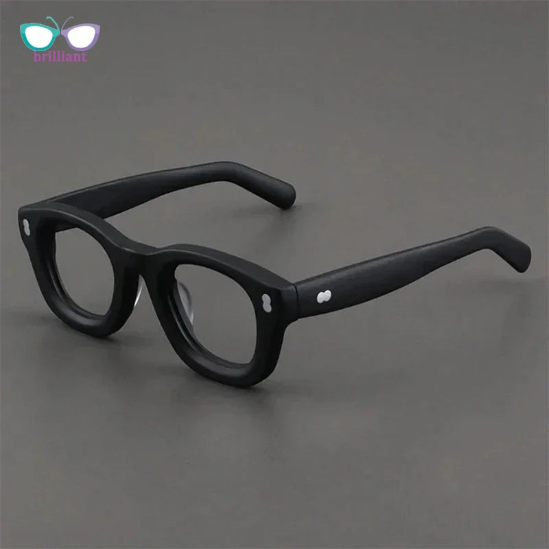 Gafas graduadas ópticas para miopía para hombre y mujer, montura gruesa de acetato negro mate de alta calidad, estilo retro cuadrado, 2024