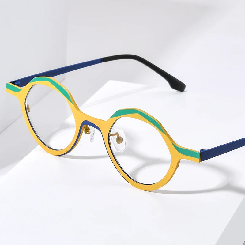 FONEX Pure Titanium Eyeglasses Frame Women Colorful Retro Polygon Glasses 2024 New Eyewear F85803