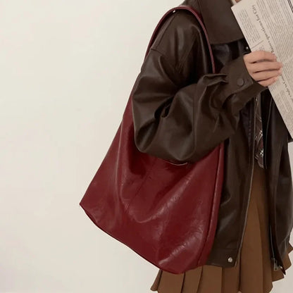 Sac à bandoulière rouge pour femme MBTI Fashion Vintage Designer Grande capacité Sac fourre-tout décontracté Automne et hiver Sac à main de mode coréenne