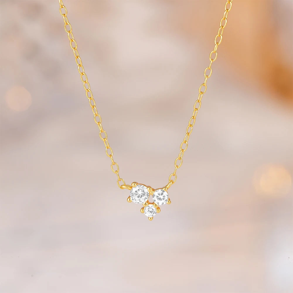 Aide 925 Sterling Silver Multi Zirconia Pendant Necklace For Women High Quality K Gold Chain Collar Elegant Fine Jewelry Gift