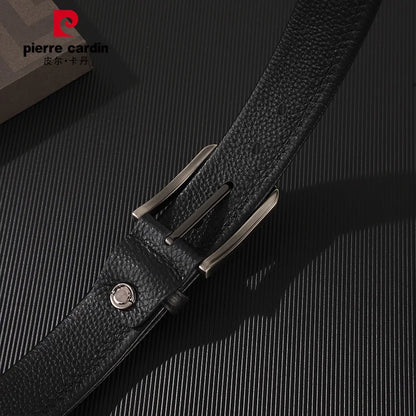 Pierre Cardin Men's Commerce Fashion Genuine Leather Belts needle buckle waistband for Men Black Belt