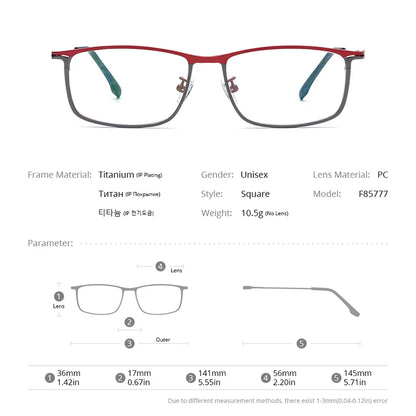 FONEX Lunettes colorées en titane pour hommes et femmes, nouvelles lunettes carrées rétro 2023, lunettes mates F85777