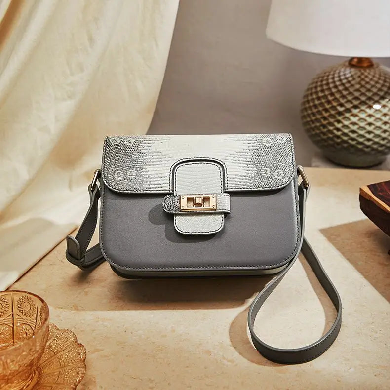 Lizard Skin Women's Bag 2023 New Luxury Genuine Leather Lady Crossbody Bag High-end Small Square Bag Fashion Shoulder Bag 50