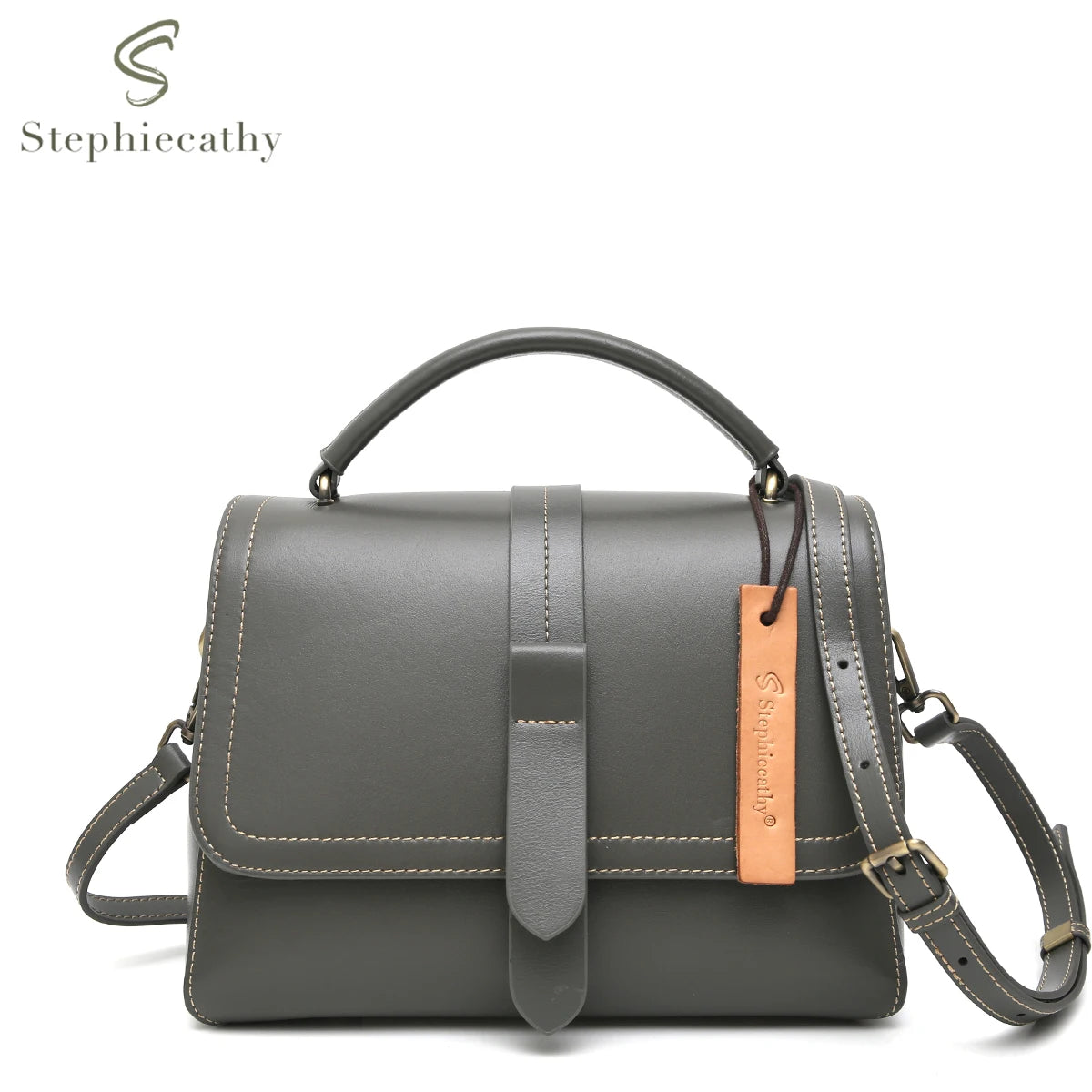 SC Luxury Leather Flap Messenger Bag Women Retro Top-handle Purse Genuine Cow Skin Square Casual Daily Satchel Shoulder Handbag