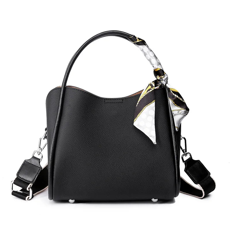 Leather Bucket Bag Women's Commuter Bag Handheld Crossbody Bag Head Layer Cowhide Women Purses And Handbags