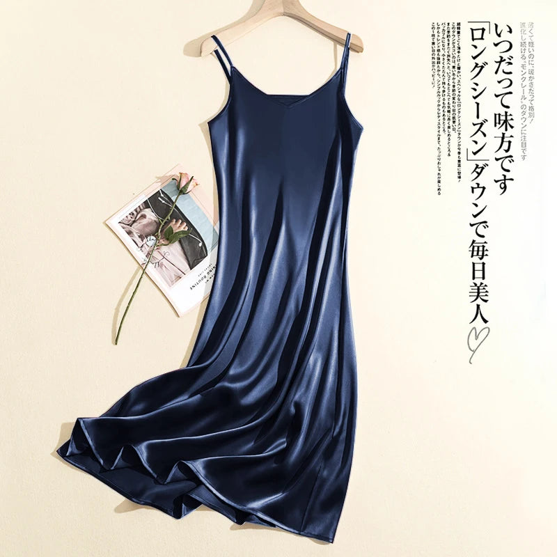 2024 Summer Chic Elegant Dresses For Women Adjustable Strap Satin  Long Birthday Party Dresses Maxi Beach Sundress Robe Vestido