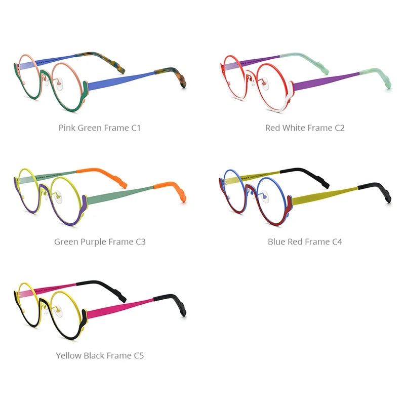 FONEX Pure Titanium Eyeglasses Frame Women 2024 New Men Retro Colorful Round Glasses Eyewear F85798