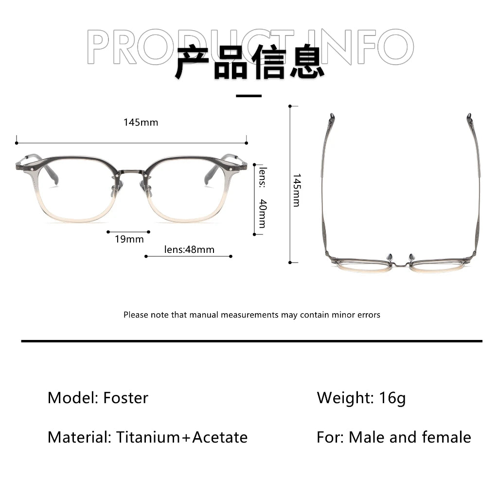 Montura combinada de titanio y acetato de estilo japonés para hombres y mujeres Gafas de color degradado Eyevan Same Design FOSTER