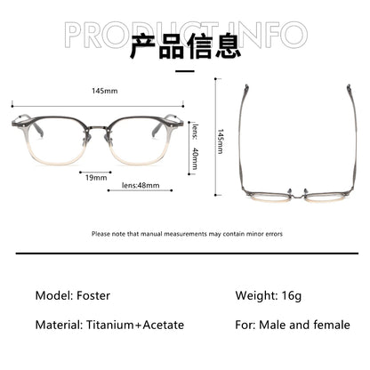 Montura combinada de titanio y acetato de estilo japonés para hombres y mujeres Gafas de color degradado Eyevan Same Design FOSTER