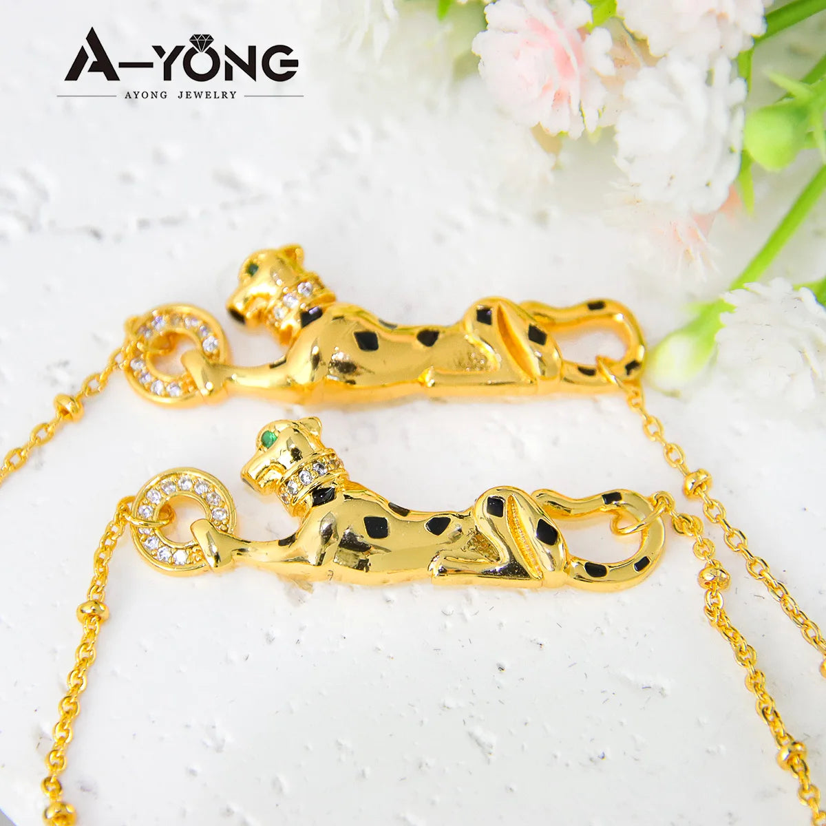 Conjunto de collar dorado punk con diseño de leopardo de AYONG, chapado en oro de 21 quilates, joyería vintage de lujo de Dubái, Oriente Medio, accesorios para bodas árabes