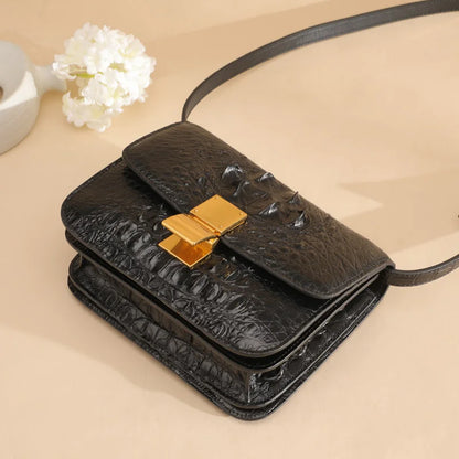 2022 New Crocodile Skin Lady's Shoulder Bag Fashion Genuine Leather Women Messenger Bag Leisure Small Square Bag 45