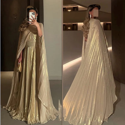 Robe de soirée longue en organza drapée plissée et formelle, ligne A, bijou, sur mesure