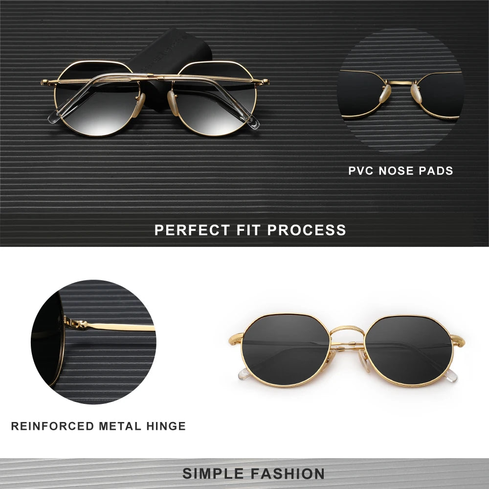 KINGSEVEN UV400 Men‘s Sunglasses Polarized Women Fashion Round Alloy Frame Anti-glare Glassses Classical Eye Protection Eyewear