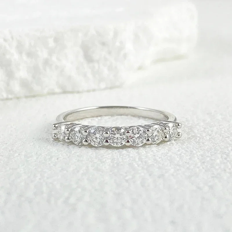 Anillo de moissanita completo NeeTim para mujer, plata de ley S925 con diamantes chapados en oro blanco, anillos de boda, joyería fina