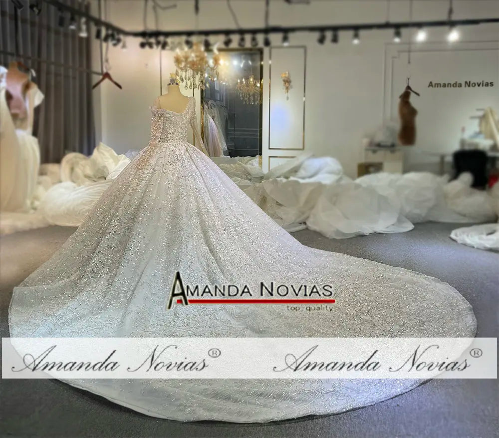 Amanda Novias Special Long Sleeve Asymmetry Wedding Dress NS4783