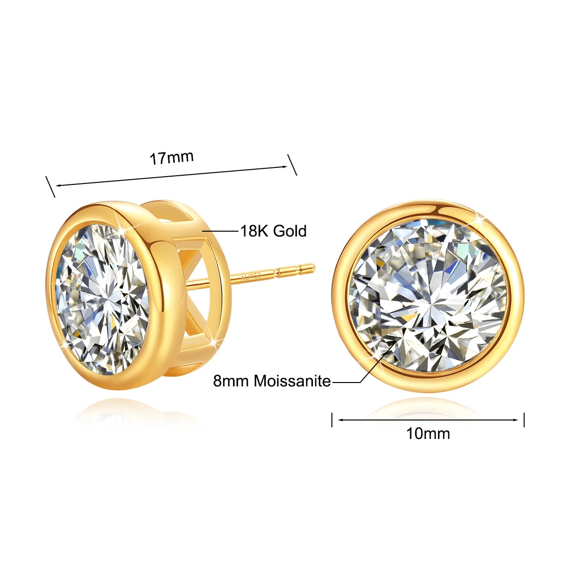 Szjinao Moissanite Earrings 18k Gold 100% Real With Certificate Luxury AU750 Jewelry For Women k Gold Earring Studs Trend Gifts