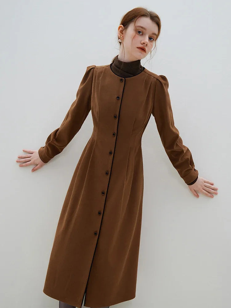 FSLE Hepburn Style Occasion Formelle Tempérament Robe à Manches Longues pour Femmes Automne et Hiver Français A-Line Longue Robe Femme