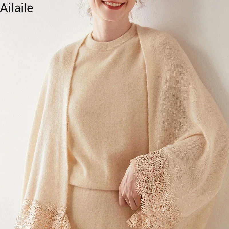 2023 Nouvelle Arrivée Automne Hiver Tricot Femmes Écharpe Solide 100% Pur Cachemire Poncho Mode Capes Dame Haute Qualité Fille Écharpes