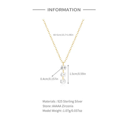 Aide 925 Sterling Silver Three Zirconia Interlocking Pendant Necklace For Women K Gold Chain Simple Elegant Fine Jewelry Gift