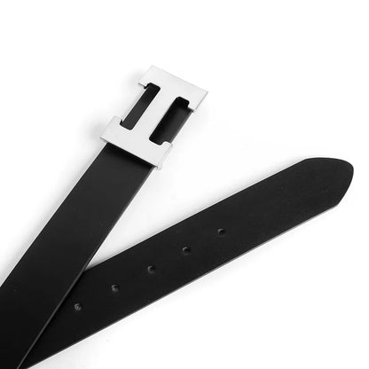 Top Luxury Designer Brand H Buckle Belt Men High Quality Women Genuine Real Leather Dress Strap for Jeans Waistband Grey