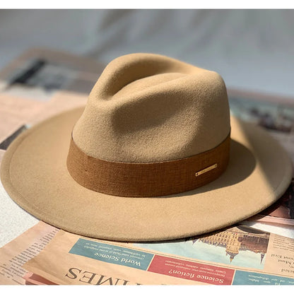 Nuevo sombrero de copa de lana plana para otoño e invierno, sombrero unisex de ala ancha, moda clásica, diversos estilos, sombrero ajustable, circunferencia del sombrero, sombrero grande