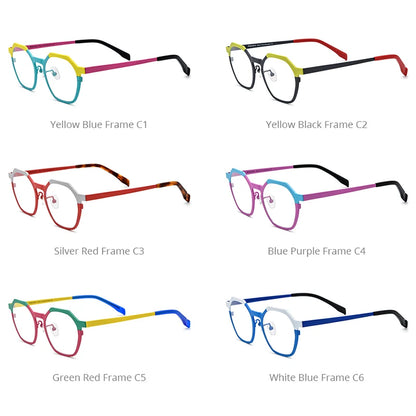 FONEX Pure Titanium Eyeglasses Frame Women Colorful Trendy Polygon Glasses 2024 New Eyewear F85814