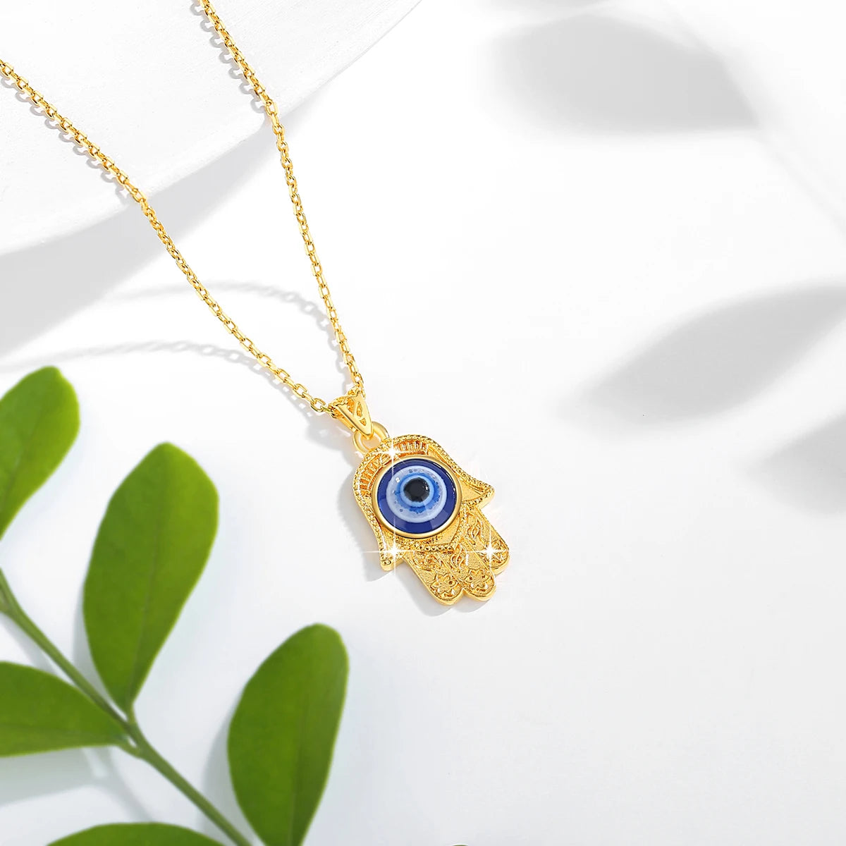 Szjinao 100% 18k Real Gold Evil Eye Necklace Hand Luxury Design With K Gold Certificate Pendant Jewelry For Women Istanbul Gift