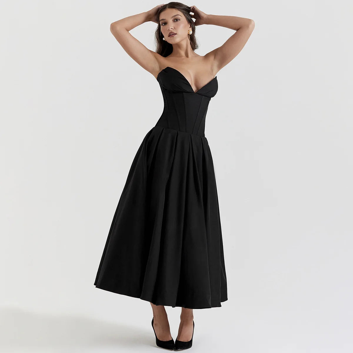 Robe d'été rouge sans bretelles Oligai pour occasions formelles, mi-longue, élégante, pour fête d'anniversaire, mariage, robe d'invité, ajustée et évasée, vêtements pour femmes