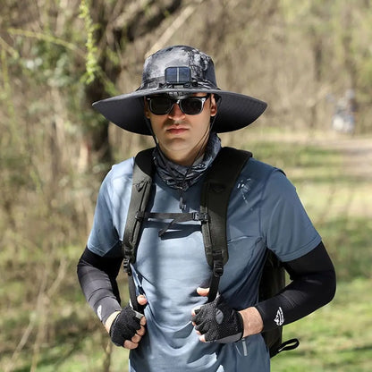 Chapeau de soleil à 2 ventilateurs solaires avec ventilateur solaire respirant, recharge USB, chapeau de soleil à large bord, réglable, étanche, double mode, casquette de ventilateur pour femmes