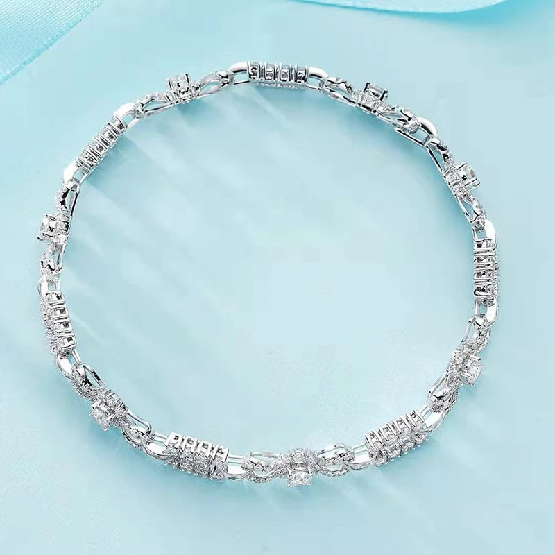 Bijoux en or K pour femmes, bracelets à breloques en or véritable 18 carats, diamant naturel de 4,2 carats, cadeau de fiançailles tendance