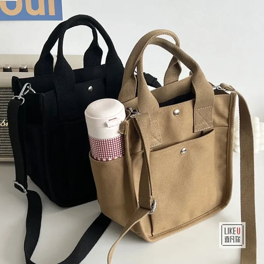 Bolsos cruzados para mujer, de lona, ​​de color liso, informales, tipo mensajero, de diseñador de marca, sencillos, para chica