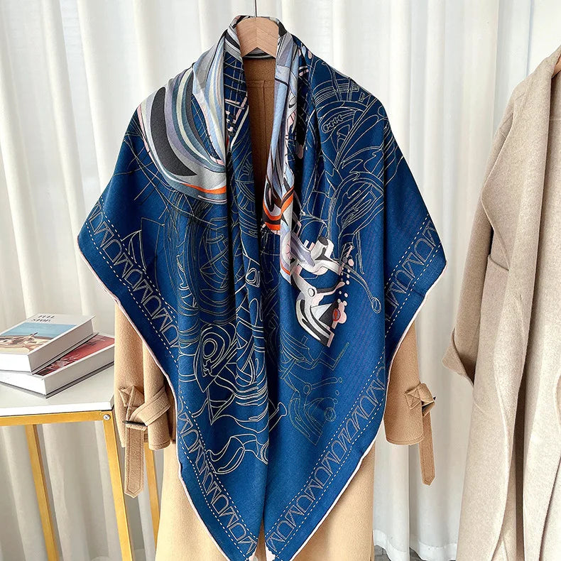 Écharpe en laine de soie pour femme, châle géant de luxe, poncho en cachemire, étole roulée à la main, pashmina, 135 cm