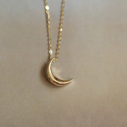 S925 sterling silver plated 14K gold necklace light plate small moon elegant entry Lux all-match k gold pendant necklace