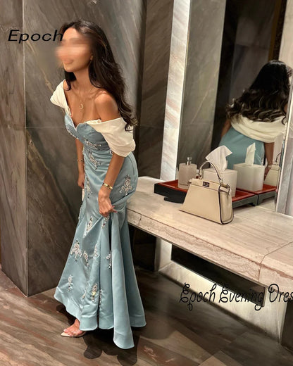 Epoch Women's Luxury Evening Dress 2024 فساتين سهره سعوديه Elegant Crystal A-Line Off The Shoulder Formal Cocktail Prom Gown