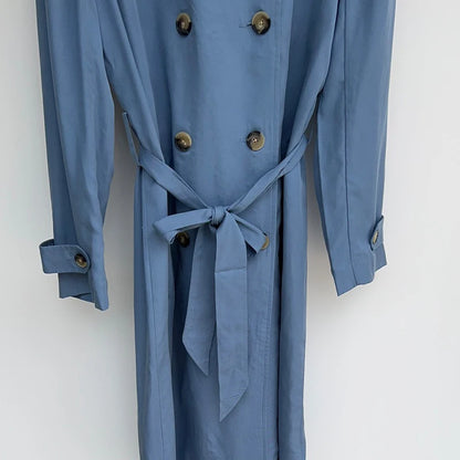 Zadig Femme Robes Été Mode Décontracté Longue Robe Femme Chic Bouton Revers Occasion Formelle Printemps Bleu Ciel Robe À Manches Longues